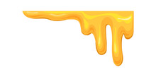 Corner Honey Frame. Melt Drop Of Yellow Caramel, Vector Illustration