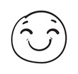 © ssstocker - Doodle smiling emoji. Happy smile sketch vector illustration