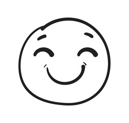 Wall Mural - Doodle smiling emoji. Happy smile sketch vector illustration