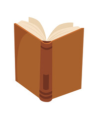 Sticker - Education encyclopedia. Cartoon brown textbook, doodle icon vector