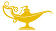 Eastern oil lamp silhouette. Traditional aladdin symbol