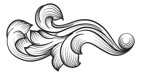 Decorative floral branch in retro ornamental filigree style