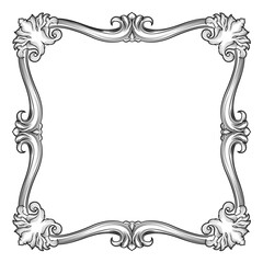 Canvas Print - floral frame ornament. filigree engraving elegant border