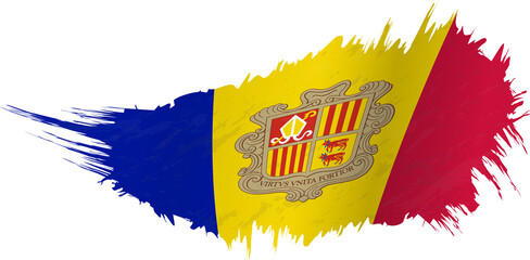 Wall Mural - Flag of Andorra in grunge style with waving effect.