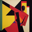 Art in the style of Suprematism. Woman dances