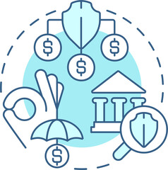 Security funds turquoise concept icon. Banking service. Choosing credit union abstract idea thin line illustration. Isolated outline drawing