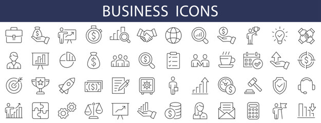 Wall Mural - business thin line icons set. business editable stroke icons. vector illustration