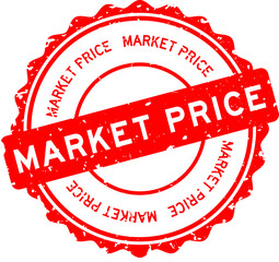 Wall Mural - Grunge red market price word round rubber seal stamp on white background