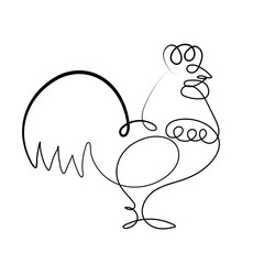 Wall Mural - Hen drawn in one line. Vector image of a chicken. Minimalistic style. Logo illustration.