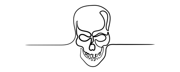 Wall Mural - Human skull. Continuous line