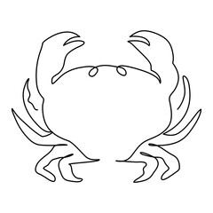 One single line drawing of cute little crab for logo identity. Healthy delicious taste seafood concept for Chinese food restaurant icon. Trendy continuous line draw graphic design vector illustration