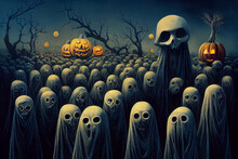 Spooky Halloween Ghosts,  Creatures, Digital Art