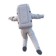 Wall Mural - astronaut flying in outer space from behind, isolated