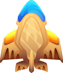 Wall Mural - rocketship in golden yellow color, spacecraft icon