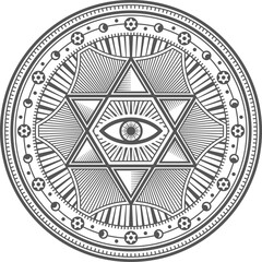 Wall Mural - Esoteric occult symbol vector Eye inside of star