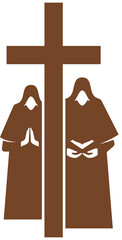 Wall Mural - Christianity religion vector icon monks with Bible