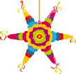 Bright star pinata with toys and candies isolated