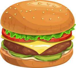 Wall Mural - Cheeseburger burger, fast food sandwich menu icon