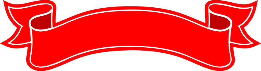 Wall Mural - single red ribbon banner with curved edge isolated