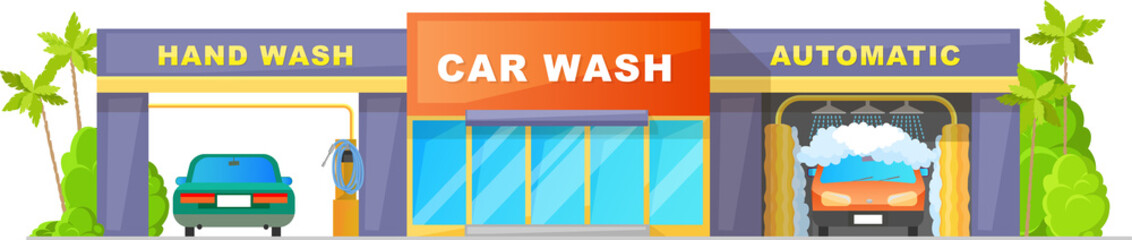 Car wash building vector icon. Cartoon carwash