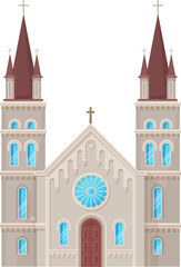 Wall Mural - Catholic church vector icon, antique building