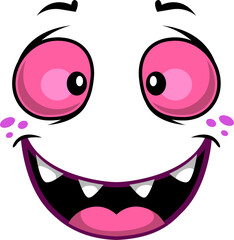Canvas Print - Cartoon face vector icon, smiling funny emoji