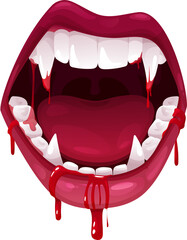 Fototapeta vampire mouth with fangs nd bloody saliva icon