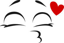 Cartoon Face Send Air Kiss Blow Red Heart, Love