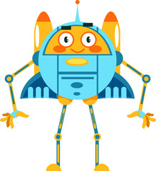Poster - Cartoon flying robot with rockets, droid deliver