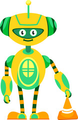 Poster - Robot road traffic controller with striped cone