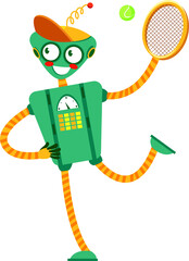 Leinwandbilder - Robot tennis player android cyborg with rocket