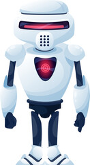 Poster - Cartoon cyborg, humanoid robot, chatbot icon.