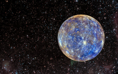 mercury planet with stars. space background. elements of the image furnished by nasa.