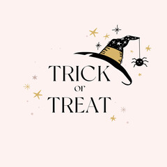 Elegant, clean black and pink Halloween cards, banner, social media post and print. 