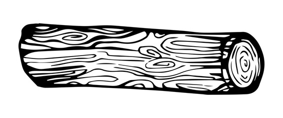 hand drawn, cartoon, sketch illustration of wood log