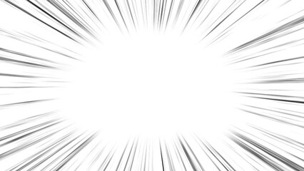 Diffused black comic speed lines on white background