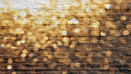 Glitter vintage lights brick walls, brick room, interior texture, wall background.