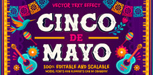 Cinco De Mayo - Editable Vector Text Effect - May 5, Holiday In Mexico. Fiesta Banner Movie Poster Design 