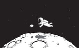 Fototapeta Kosmos - Astronaut catches a stone in outer space