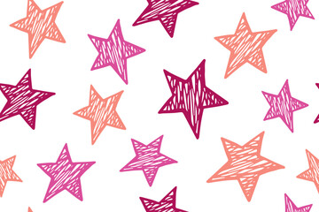 Wall Mural - Scribble stars grunge vector seamless pattern. Cosmos background.