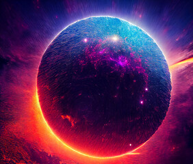 Universe scene with planets, stars and galaxies in outer space showing the beauty of space exploration.