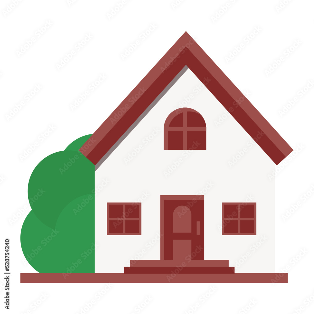 Vector house flat design brown color. Simple house vector illustration ...