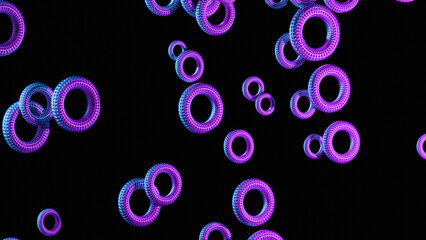 Wall Mural - abstract background wired donut wall paper design with neon color donut on black background