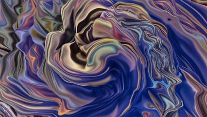 Wall Mural - Abstract colorful 3D swirl  design element. Modern marble, liquid paint background, 3D rendering