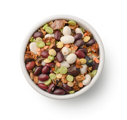 Wall Mural - Dry beans and vegetables soup mix in ceramic bowl