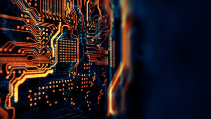 Poster - Printed circuit board, technology background/Technology background of the abstract computer motherboard, can be used in the description of technological processes, science, education. 