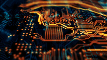 Poster - Printed circuit board, technology background/Technology background of the abstract computer motherboard, can be used in the description of technological processes, science, education. 