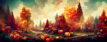 Colorful Abstract Autumn Forest Wallpaper Background