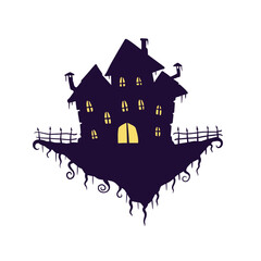 Wall Mural - Halloween haunted house isolated on white background.