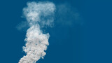 Fototapeta Tęcza - white dense carbon dioxide smoke column exhaust from oil power plant, isolated - industrial 3D illustration